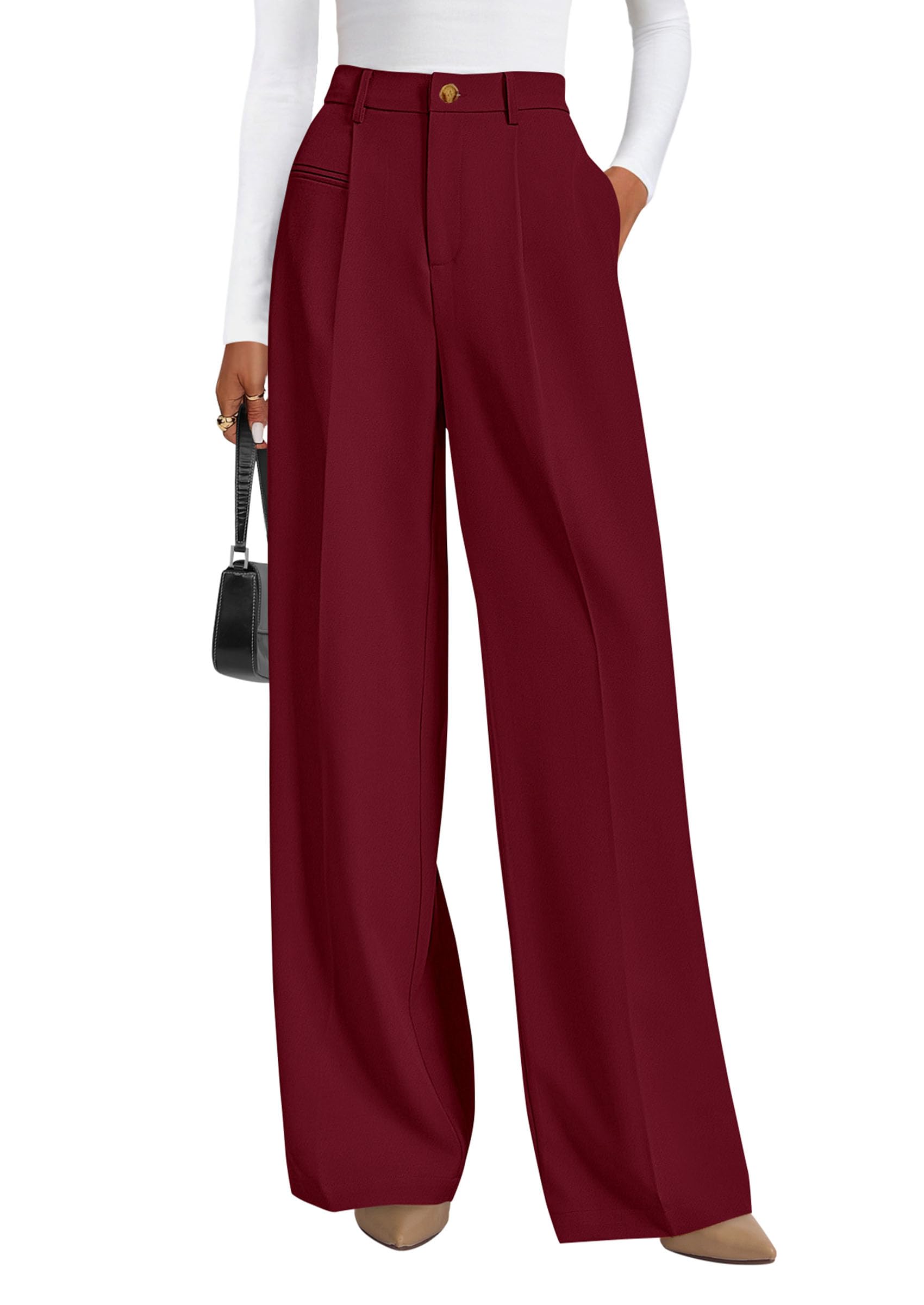 PRETTYGARDEN Womens Wide Leg Dress Pants Business Casual Flowy Work Palazzo Pants High Waisted Slacks Trousers