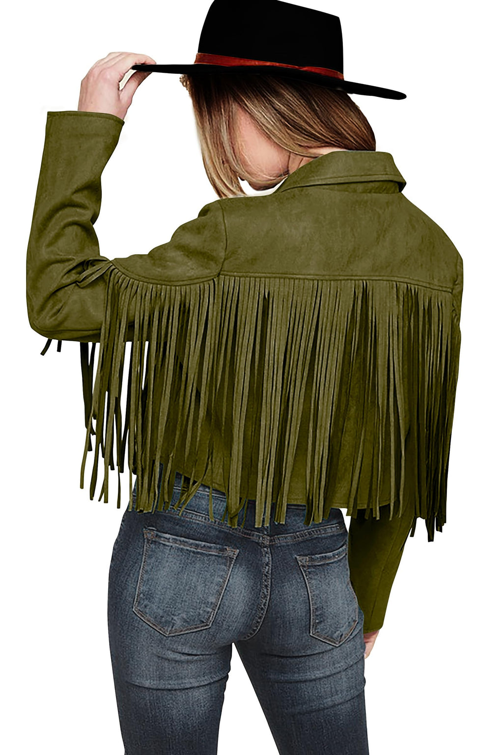 PRETTYGARDEN Women's Fringe Faux Suede Leather Jackets Fall Fashion Tassel Motorcycle Cropped Coats