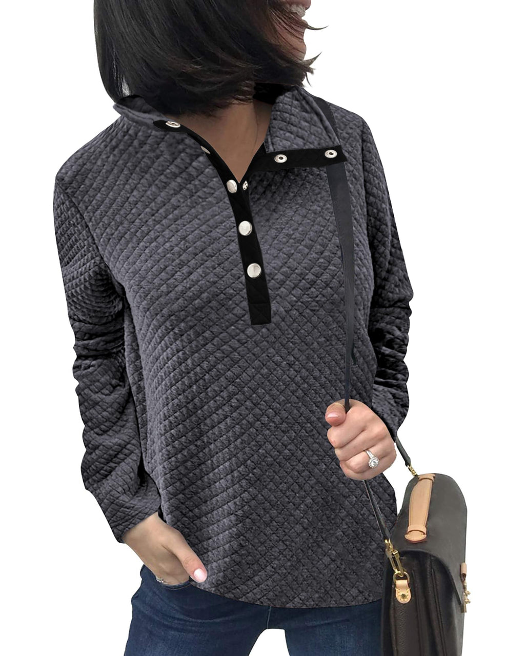 BTFBM Women Fashion Quilted Pattern Lightweight Zipper Long Sleeve Plain Casual Ladies Sweatshirts Pullovers Shirts Tops
