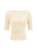 PRETTYGARDEN Womens Summer Short Sleeve Tops Boat Neck Ribbed Knit Slim Fit T Shirt Casual Basic Top Spring Clothes