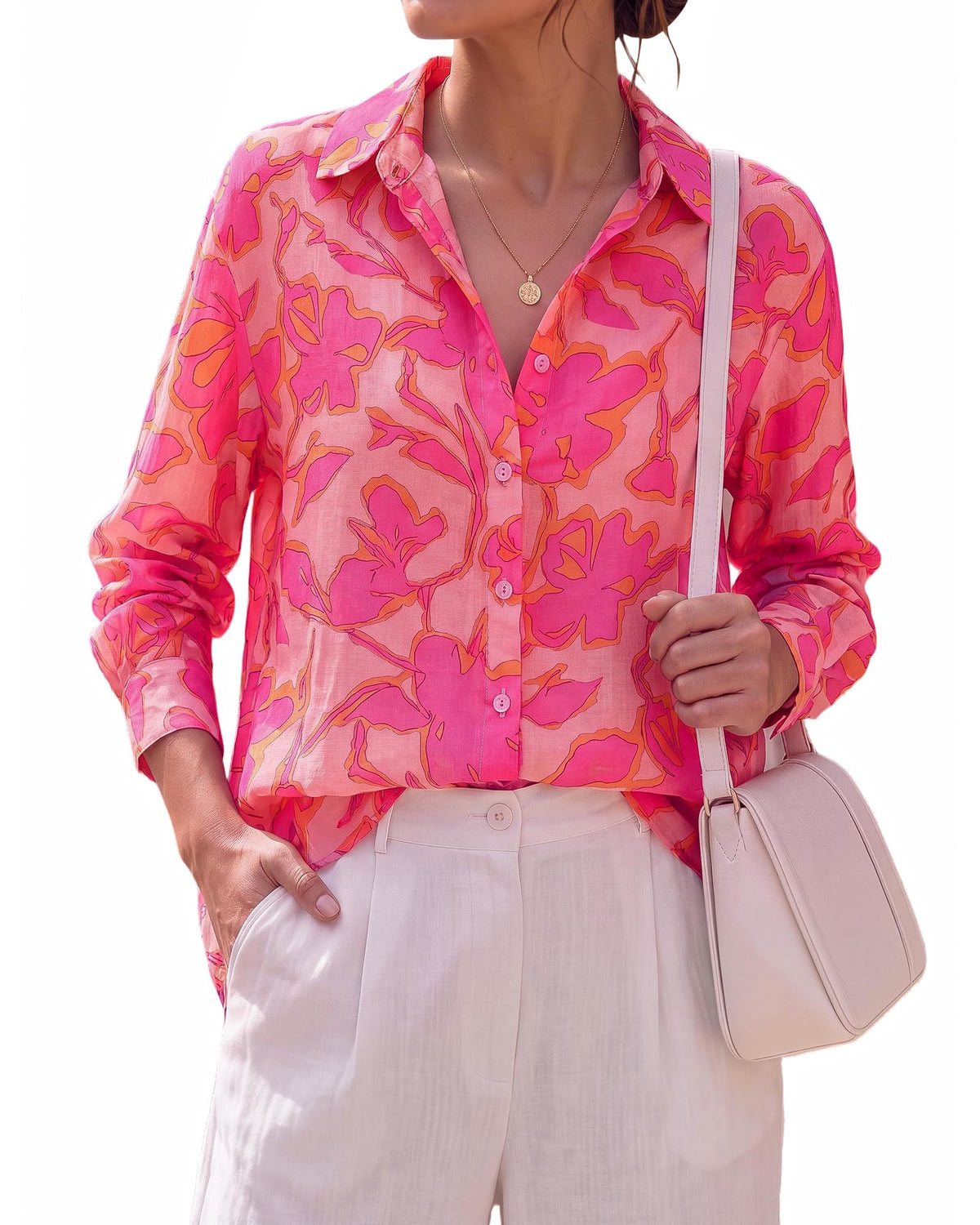 BTFBM Womens Blouses Dressy Casual Floral Long Sleeve Shirts Polka Dot Tops Classic Lapel Collar,Button Cuffs,V Neck Button Down Shirt,Business Casual Outfits,Early Fall Fashion Clothing Trendy
