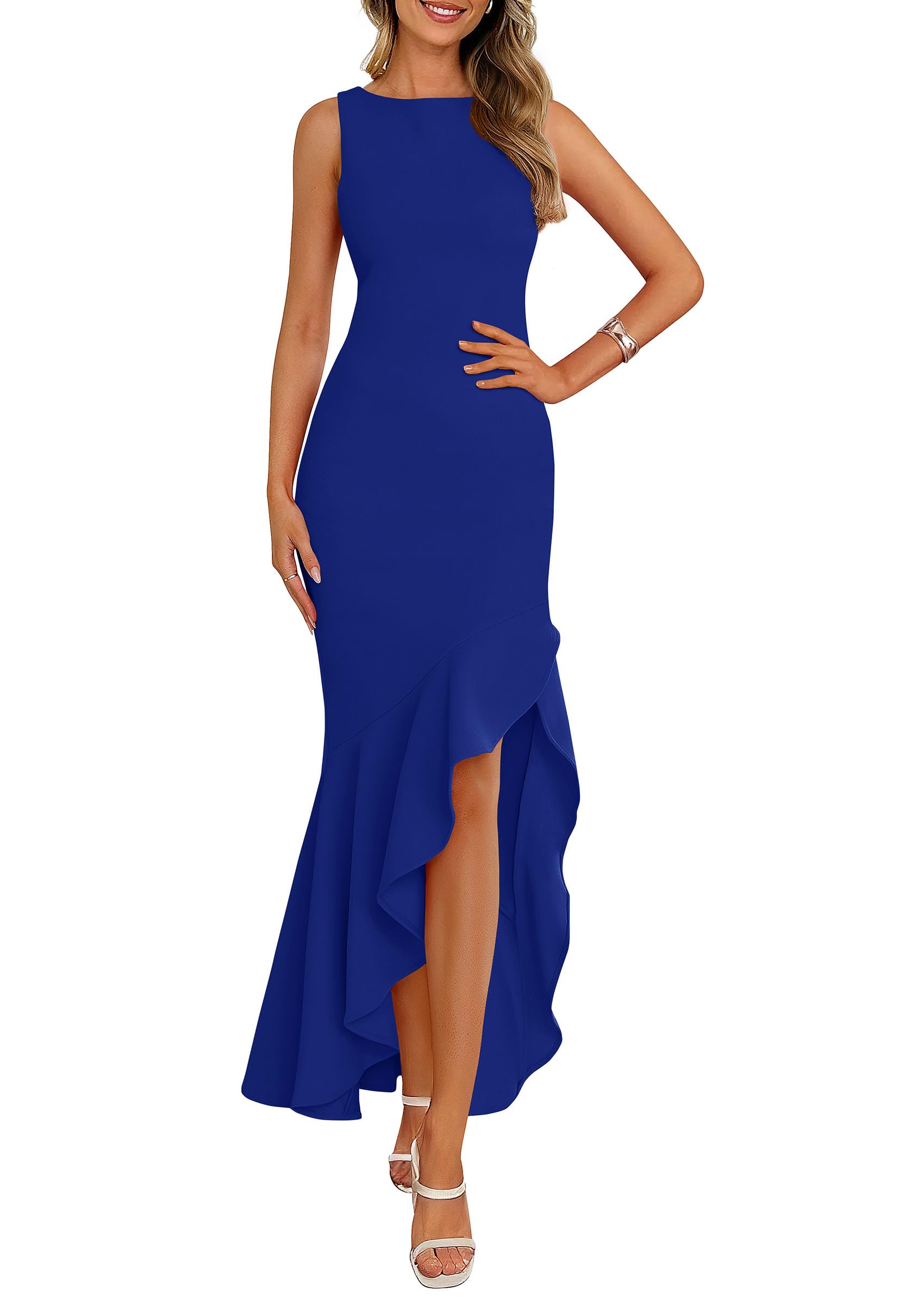 PRETTYGARDEN Wedding Guest Dresses for Women Summer Formal Gala Maxi Dress Ruffle Mermaid Cocktail Long Dresses