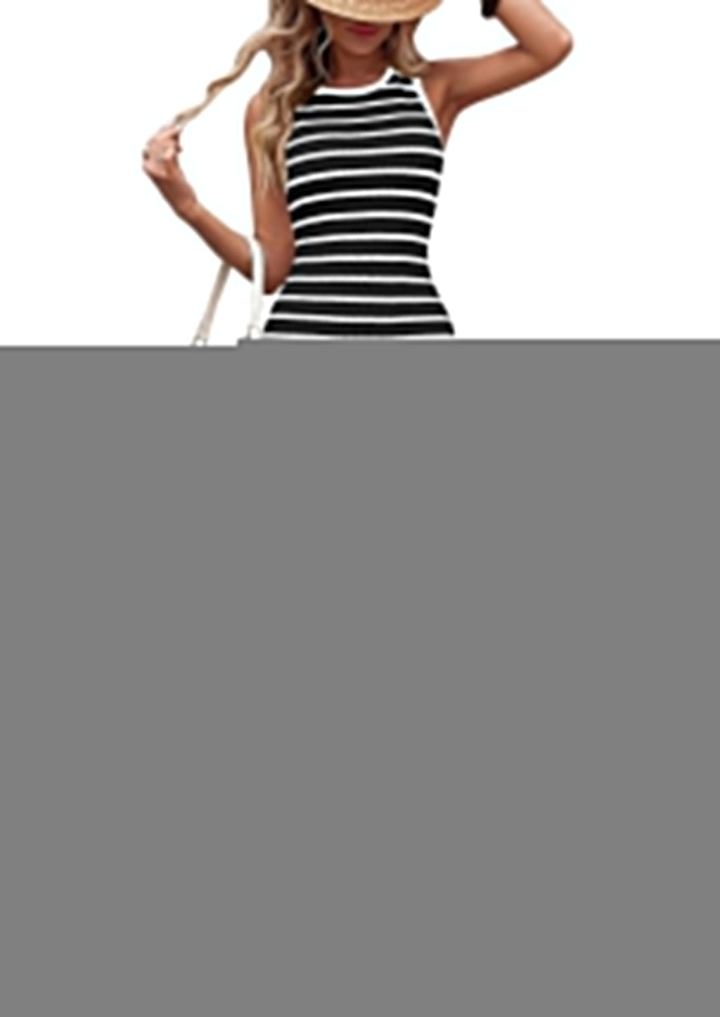 PRETTYGARDEN Sundresses for Women  Summer Striped Knit Side Slit Spring Fashion Bodycon Maxi Dress Beach Vacation Clothes