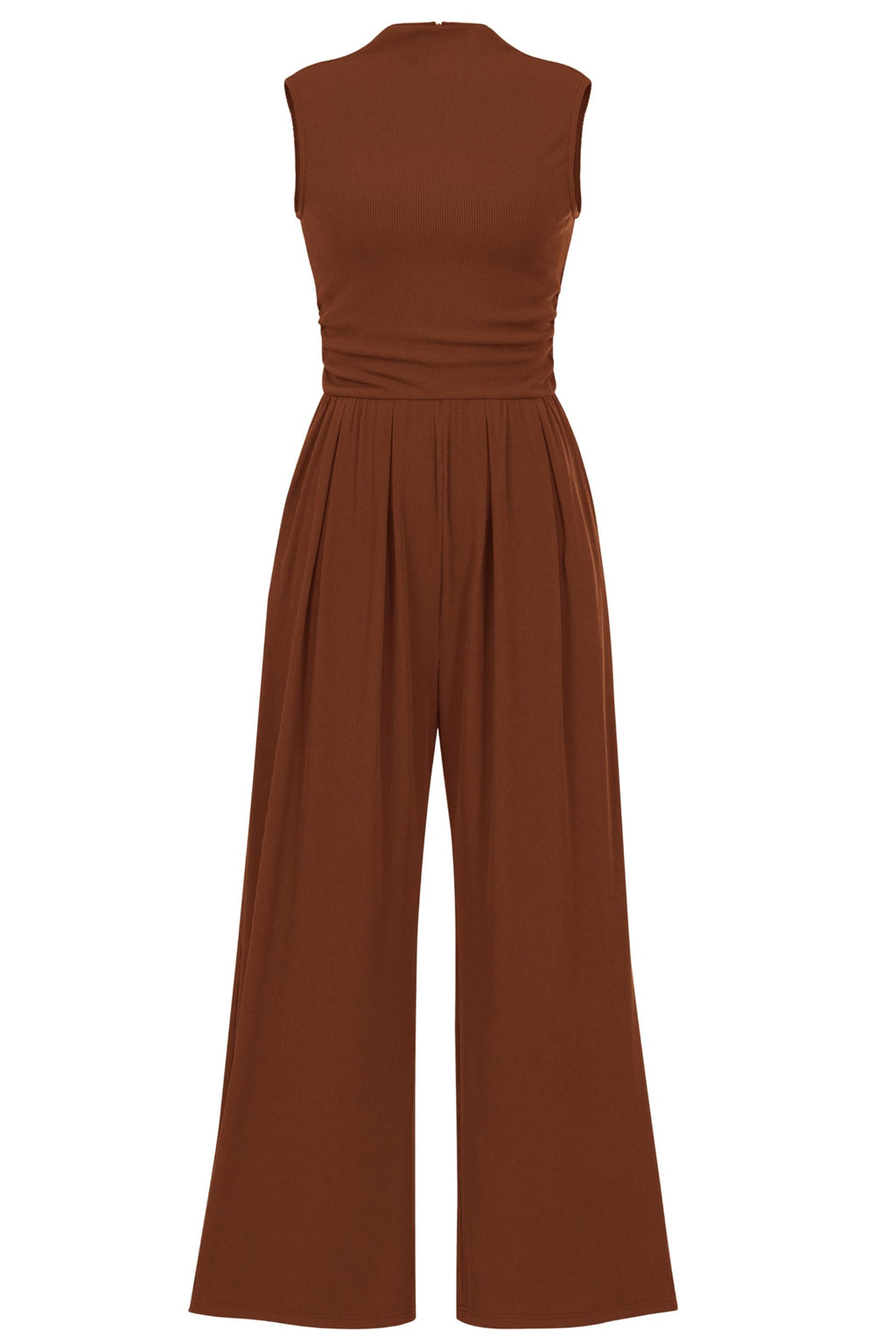 PRETTYGARDEN Womens Summer Jumpsuits Dressy Casual One Piece Outfits Sleeveless Mock Neck Wide Leg Pants Rompers with Pockets