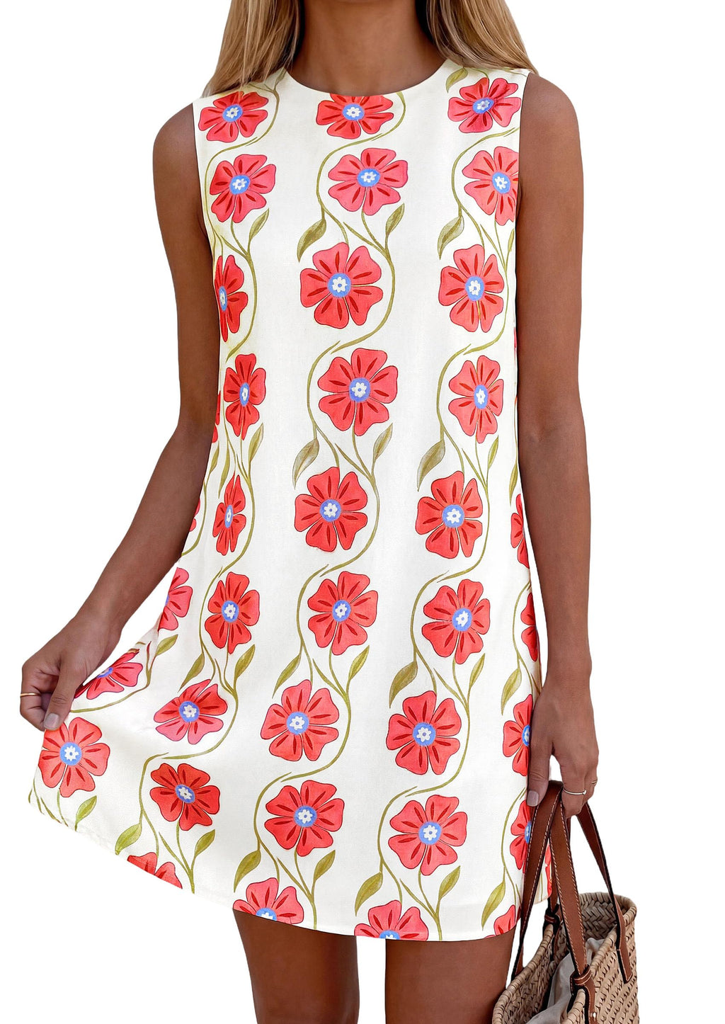 PRETTYGARDEN Sundresses for Women Summer Elegant Floral A Line Short Party Dress Beach Vacation Clothes