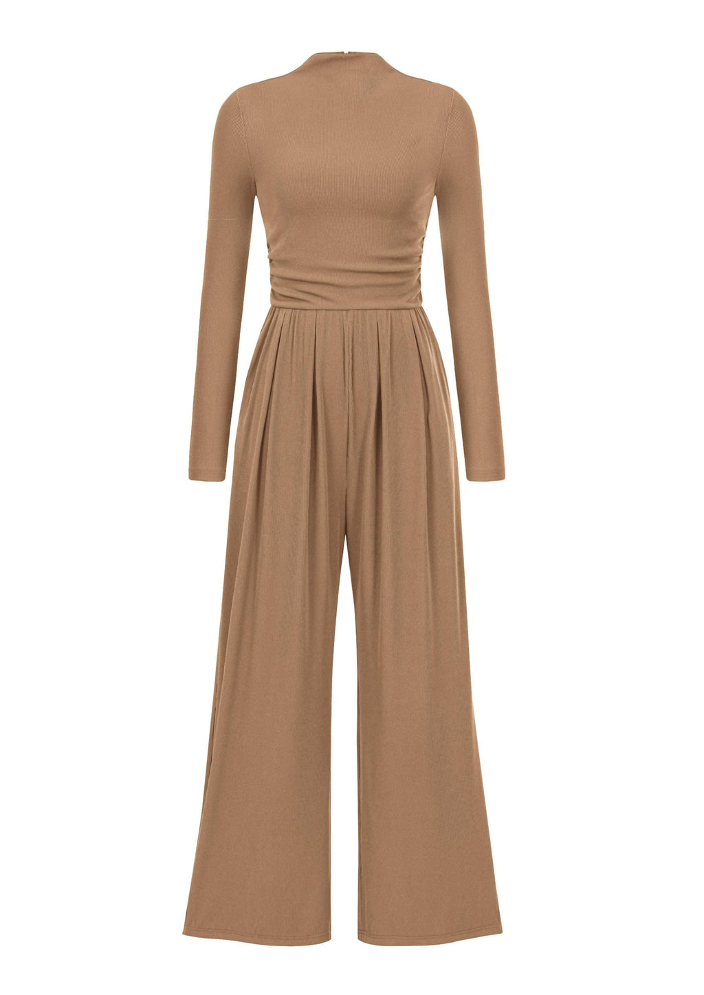 PRETTYGARDEN Womens Jumpsuit Dressy Casual Spring Fall Fashion One Piece Outfits Long Sleeve Mock Neck Wide Leg Pants Rompers