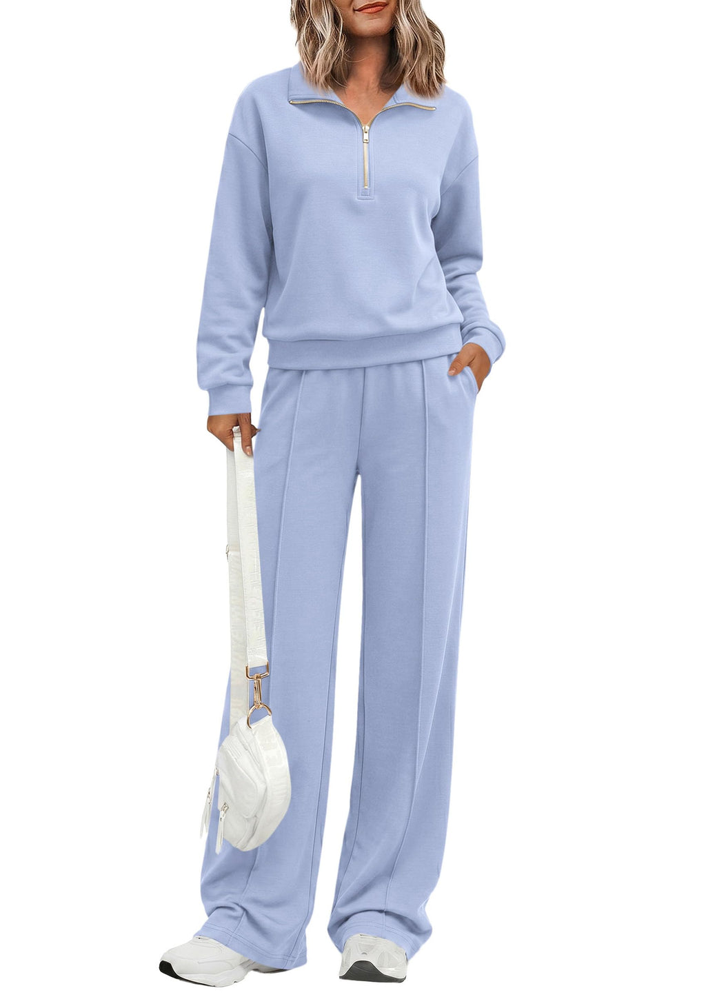 PRETTYGARDEN Women's Lounge Sets 2 Piece Outfits Sweatsuits | Half Zip Pullover Sweatshirts, Wide Leg Pants Pockets, Matching Workout Tracksuits, Airport Travel Resort Wear, Fall Clothes