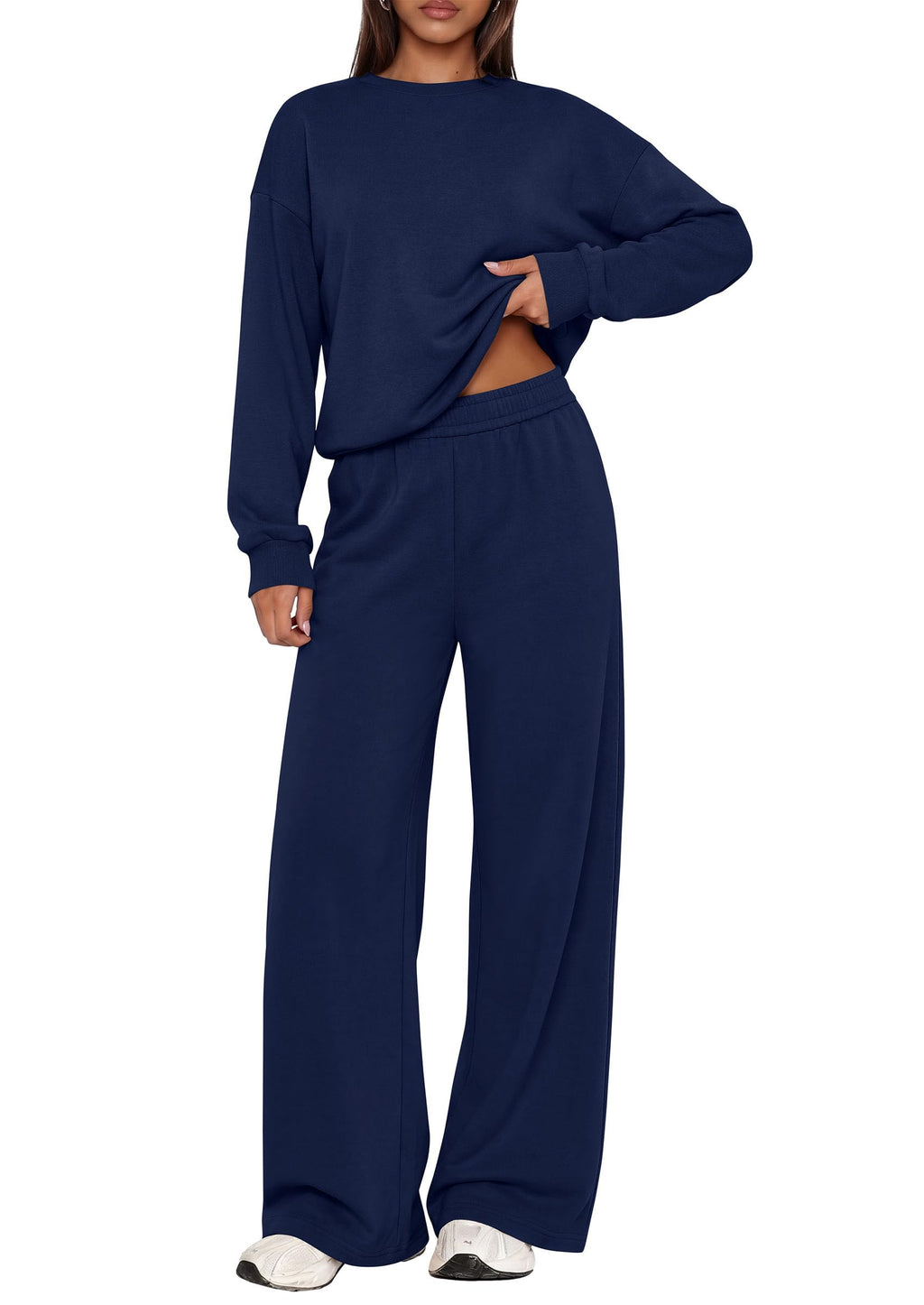 PRETTYGARDEN 2 Piece Lounge Sets for Women Casual Sweatsuits | Soft Fleece Lining,Crew Neck Oversized Sweatshirt & Wide Leg Pants,Workout Airport Matching Set Tracksuit,Fall Winter Outfits