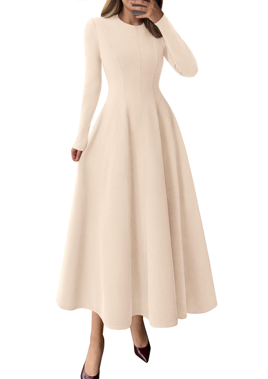 PRETTYGARDEN Cocktail Dresses for Women  Elegant Classy Fall Long Sleeve Midi A Line Flowy Modest Winter Party Dress
