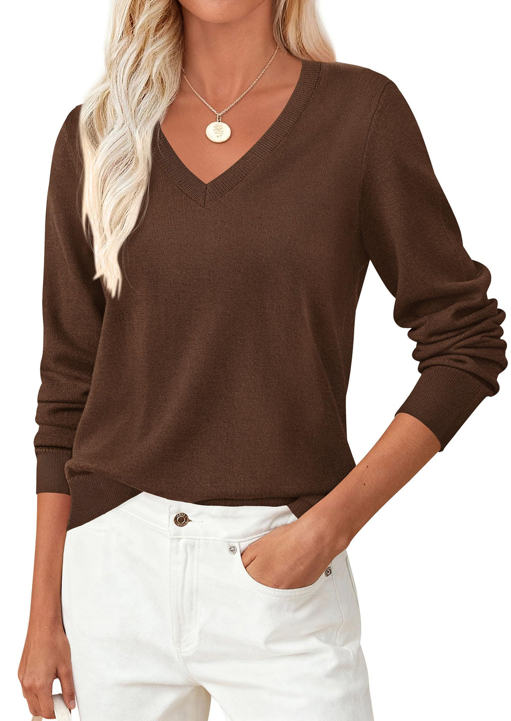 PRETTYGARDEN V Neck Sweaters for Women Cozy Fall Fashion