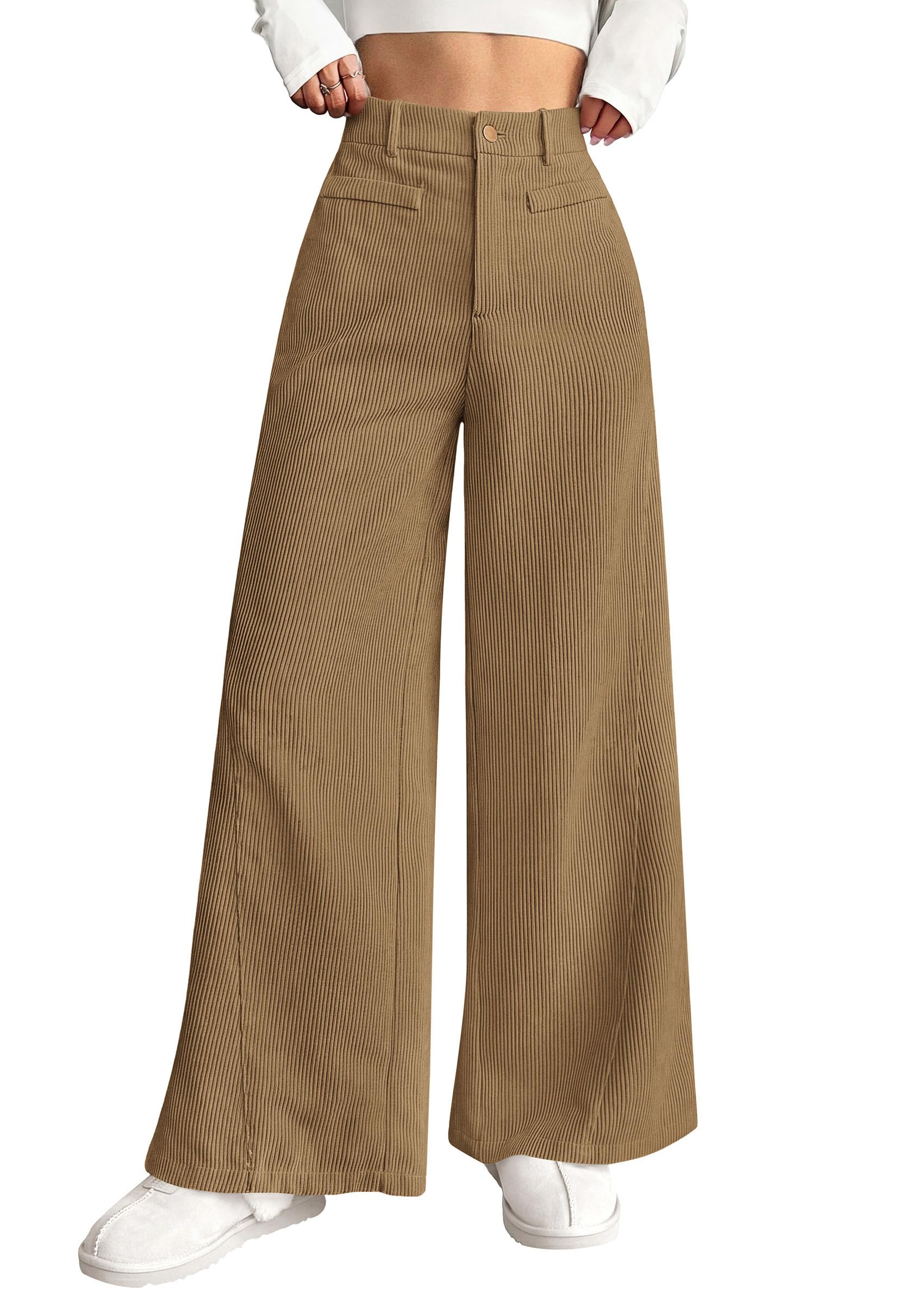PRETTYGARDEN Women's High Waisted Corduroy Pants Casual