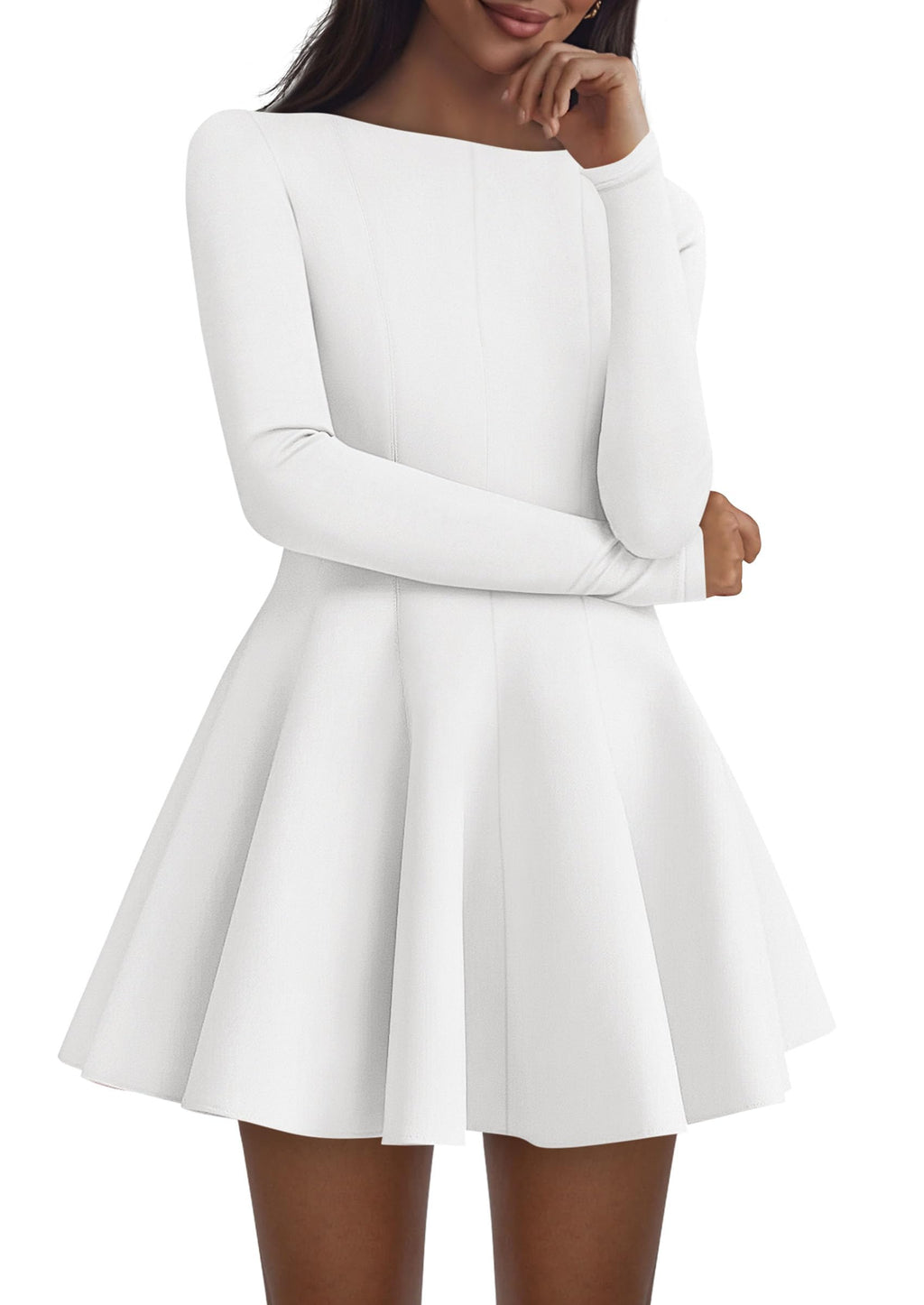 PRETTYGARDEN Fall Cocktail Dresses for Women Elegant Classy Wedding Guest  Long Sleeve Homecoming Party A Line Mini Dress