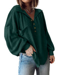 BTFBM Womens Fall Fashion Long Sleeve Shirts Casual V Neck Ribbed Knit Blouses Pullover Trendy Loose Fit Tunic Tops