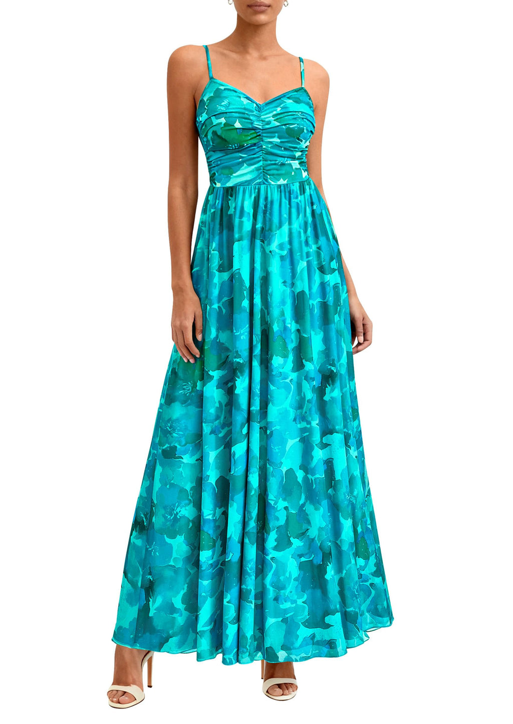 PRETTYGARDEN Women Summer Floral Maxi Dress Spirng Spaghetti Strap Mesh Boho Sundress Party Beach Vacation Long Dresses