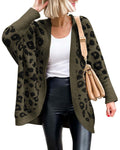 FreshPretty Leopard Cardigan for Women Long Sleeve Open Front Cardigans Sweaters Pockets Loose Knit Fall Winter Outwear