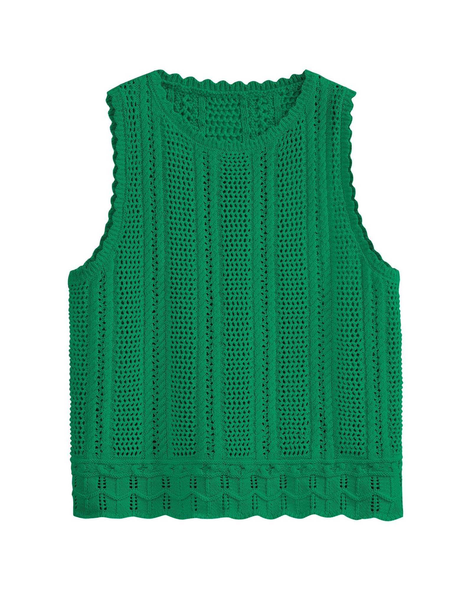 FreshPretty Crochet Tank Top Vacation Outfits for Women Sweater Vest Beach Cover Ups Spring Summer Sleeveless Cruise Resort Wear