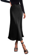 PRETTYGARDEN Women's Satin Skirts Dressy Casual Fall High Waisted Cocktail Wedding Flowy Elegant A Line Midi Skirt