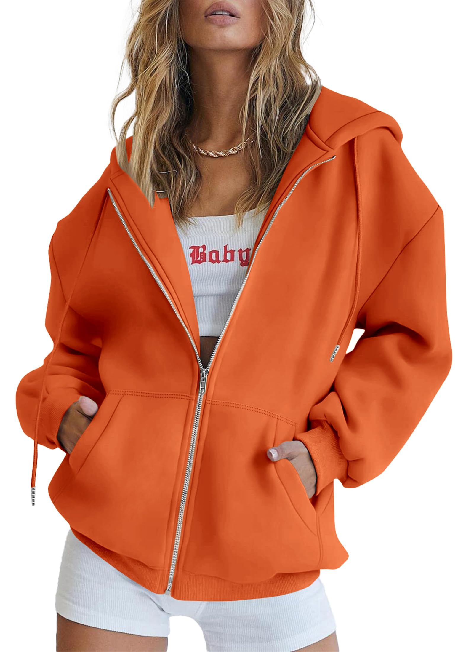 PRETTYGARDEN Women's Zip Up Y2K Hoodies Casual Long Sleeve Sweatshirts Fall Spring Track Jackets with Pockets
