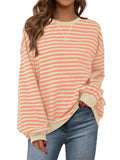 PRETTYGARDEN Womens Striped Oversized Sweatshirt Color Block Crew Neck Long Sleeve Casual Loose Pullover Top Y2K Clothes