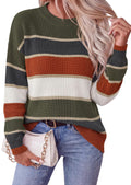 FreshPretty Womens Striped Sweater Oversized Casual Cute Long Sleeve Fall Tops,Crewneck,Color Block, Cozy Chunky Knit Tops,Fall Pullover Sweaters Trendy,Winter Fashion Clothes