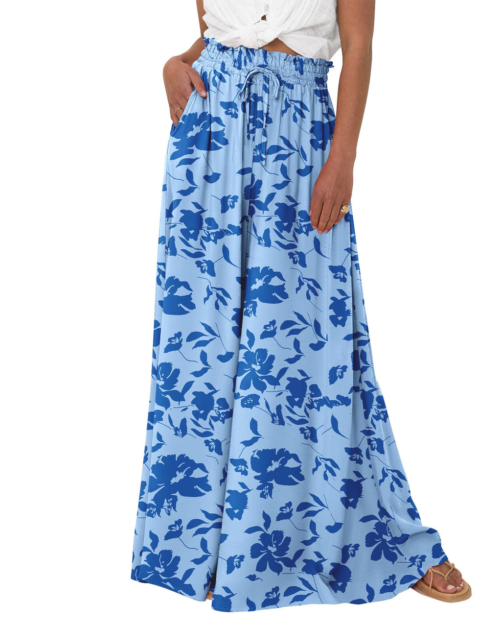 BTFBM Women Casual High Waist Wide Leg Pants Spring Summer Long Palazzo Pants Pocket Lounge Beach Vacation Clothes