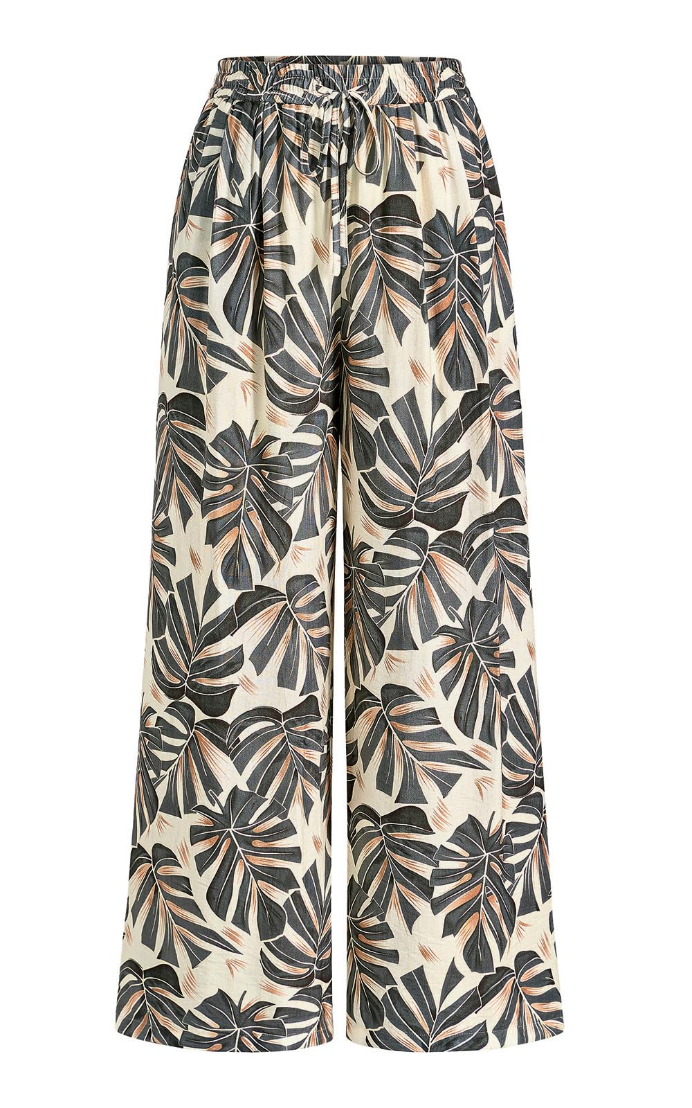 PRETTYGARDEN Womens Pants Elastic Waist Floral Lightweight Palazzo Pants for Women Casual Lounge Wide Leg Pants Woman