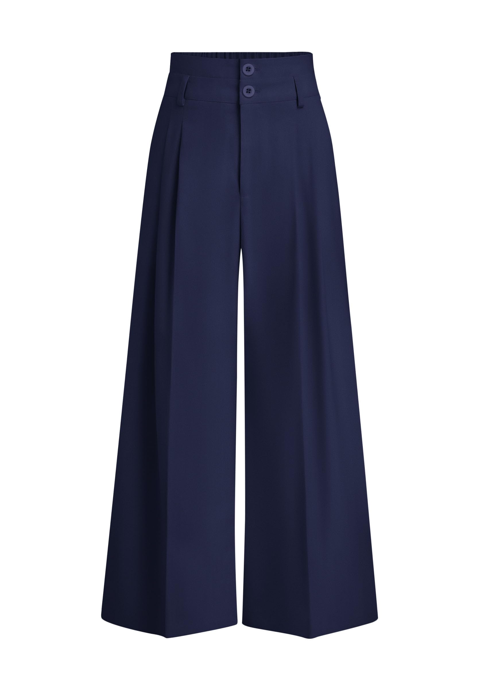 PRETTYGARDEN Womens Spring Wide Leg Palazzo Pants Trendy Loose Button High Waist Pleated Work Business Casual Trousers