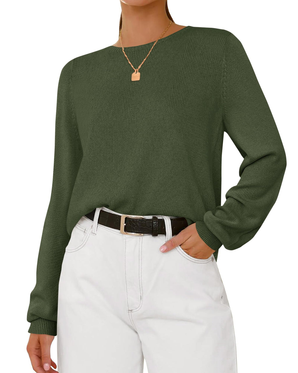 BTFBM Womens Long Sleeve Crew Neck Sweaters Spring Casual Classic Soft Loose Fit Basic Pullover Jumper Knit Top