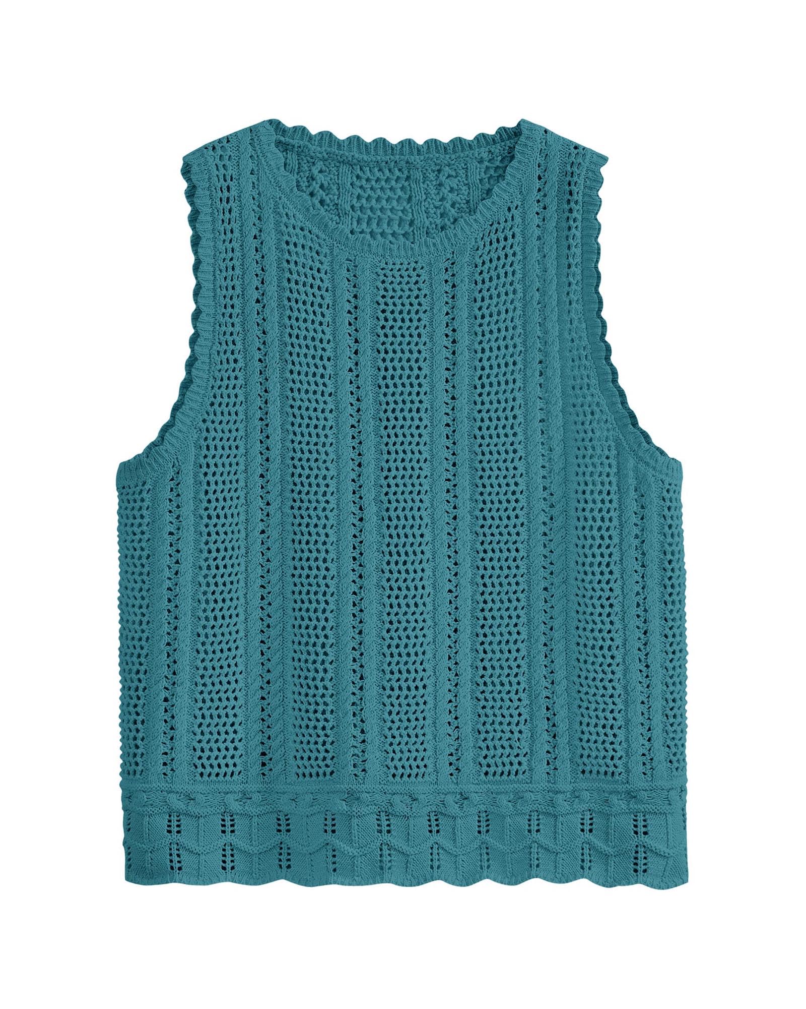 FreshPretty Crochet Tank Top Vacation Outfits for Women Sweater Vest Beach Cover Ups Spring Summer Sleeveless Cruise Resort Wear
