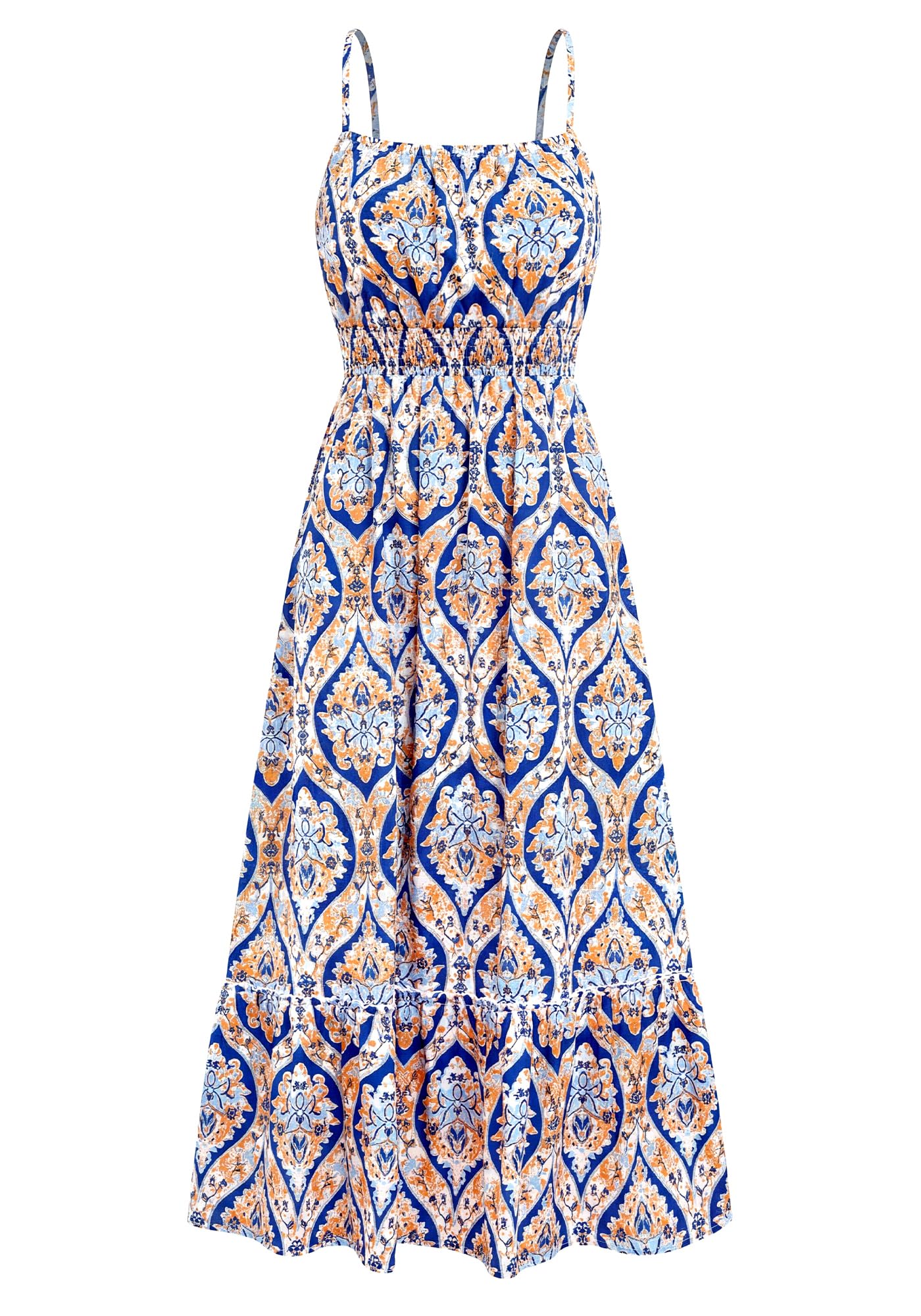 BTFBM Summer Dresses for Women Sundresses Sleeveless Spaghetti Strap Boho Beach Vacation Outfits Spring Maxi Dress