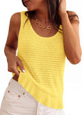 PRETTYGARDEN Sleeveless Sweater Tops for Women Spring Boho Tank Top Summer Crochet Scoop Neck Beach Vacation Clothes