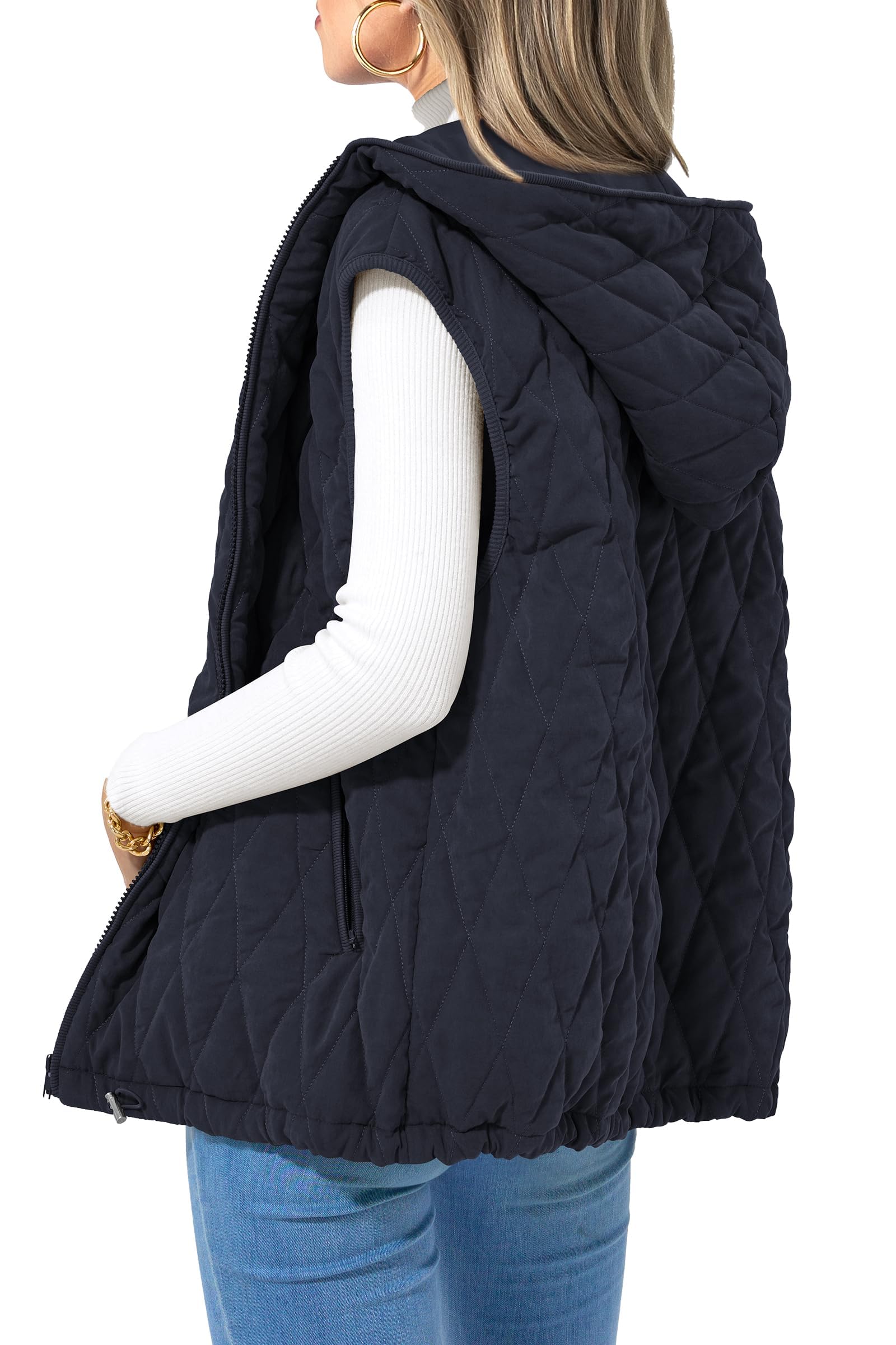 PRETTYGARDEN Women's Fall Spring Vest Casual Sleeveless Hooded Zip Up Jacket Trendy Winter Coat Outerwear