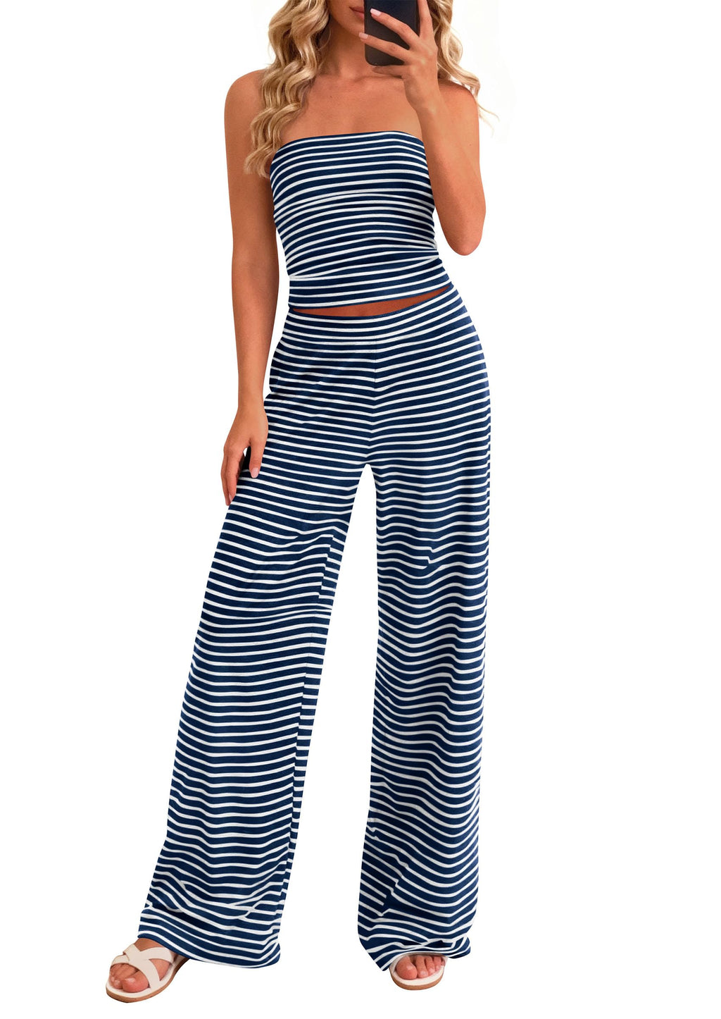 PRETTYGARDEN Summer Sets Women 2 Piece Outfits Matching Striped Loungewear Spring Airport Travel Beach Vacation Clothes