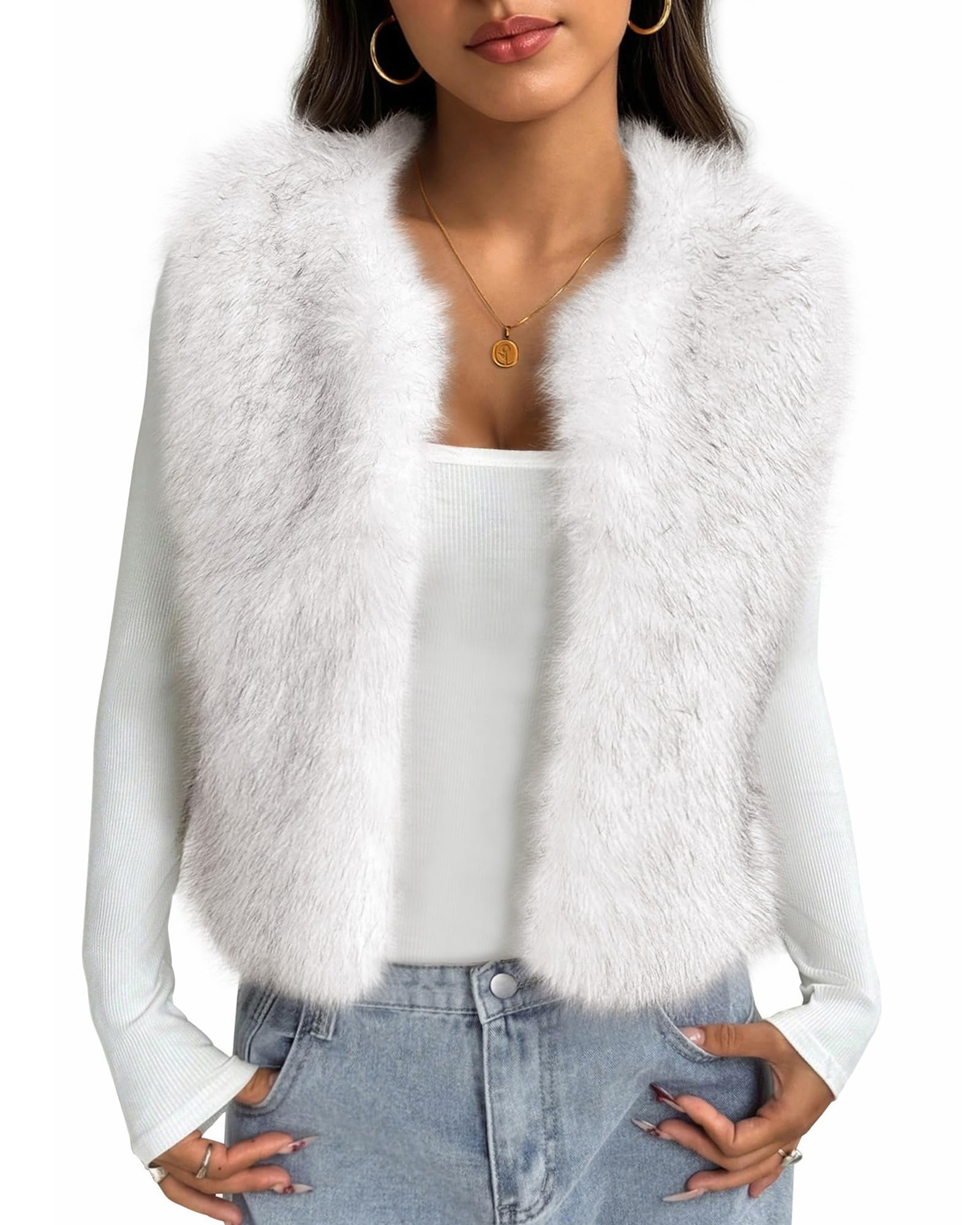 BTFBM Faux Fur Vest Women Fall Fashion Sleeveless Fuzzy Jacket Fluffy Coats Winter Clothing Furry Outerwear Vests