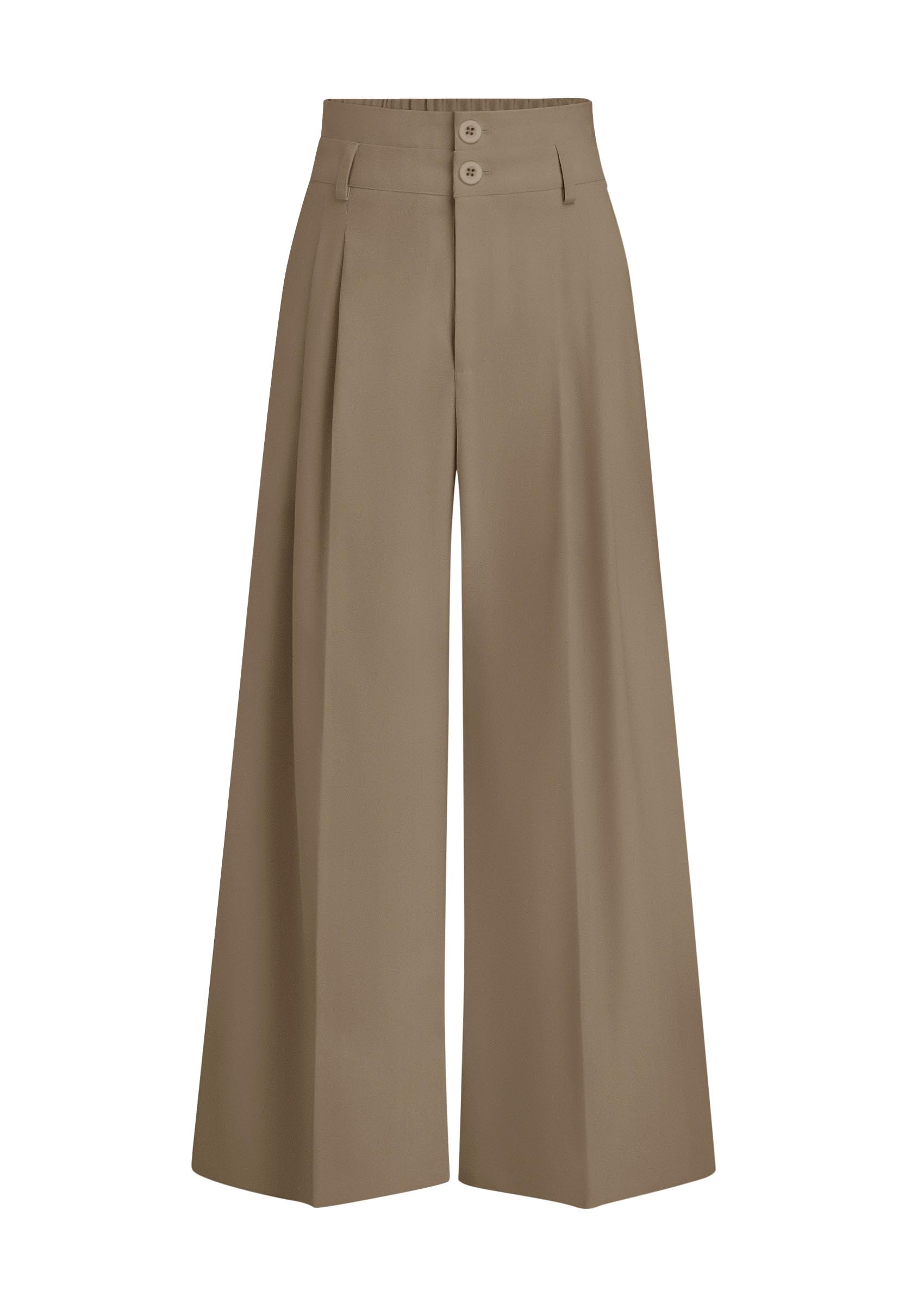 PRETTYGARDEN Womens Spring Wide Leg Palazzo Pants Trendy Loose Button High Waist Pleated Work Business Casual Trousers