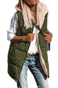 PRETTYGARDEN Womens Fall Reversible Long Vests Sleeveless Fleece Jacket Zip Up Hoodie Pockets Warm Coat Winter Clothing