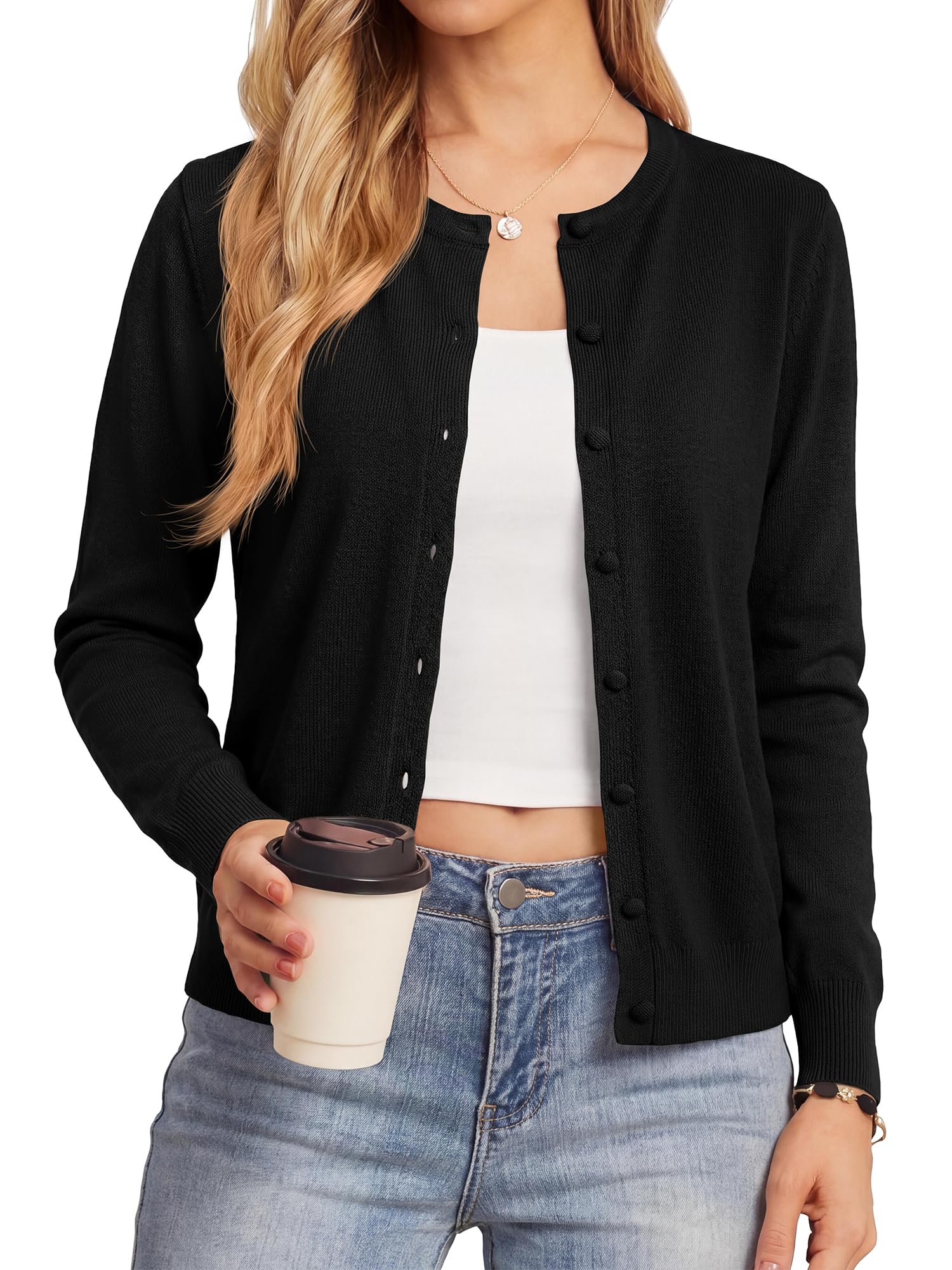 BTFBM Cardigan Sweaters for Women Lightweight Sweater Button Down Casual Knit Shrugs Tops Spring Fashion Clothing