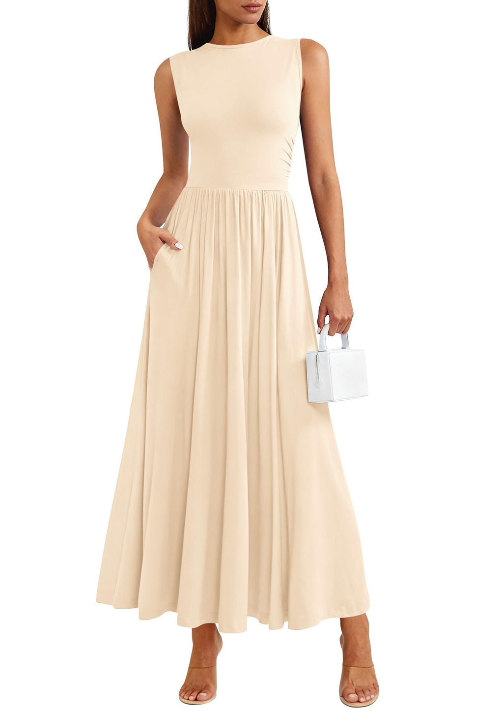 PRETTYGARDEN Summer Maxi Dresses for Women Sleeveless A Line Flowy Long Casual Sundress Wedding Guest Fashion Clothing