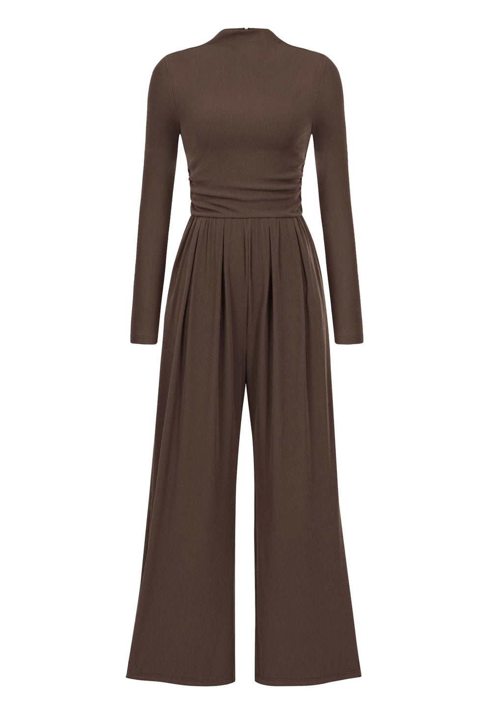 PRETTYGARDEN Womens Jumpsuit Dressy Casual Spring Fall Fashion One Piece Outfits Long Sleeve Mock Neck Wide Leg Pants Rompers