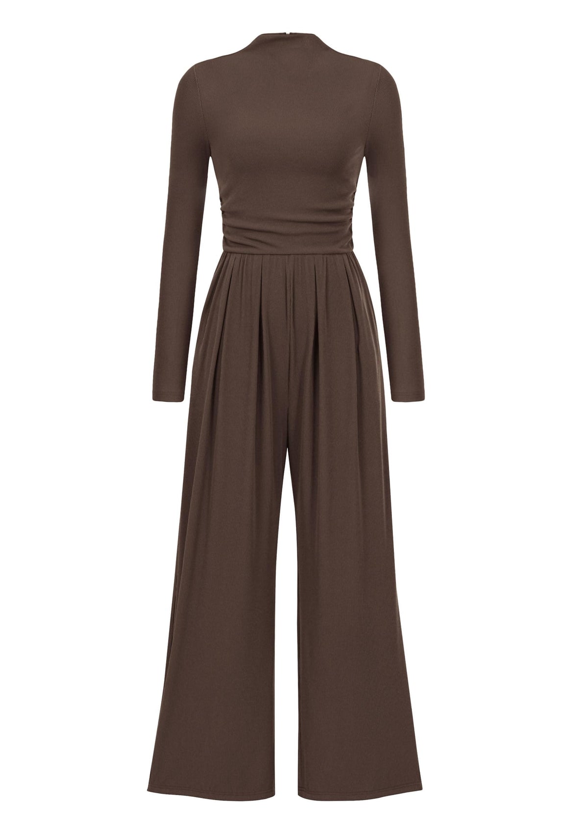 PRETTYGARDEN Womens Jumpsuit Dressy Casual Spring Fall Fashion One Piece Outfits Long Sleeve Mock Neck Wide Leg Pants Rompers