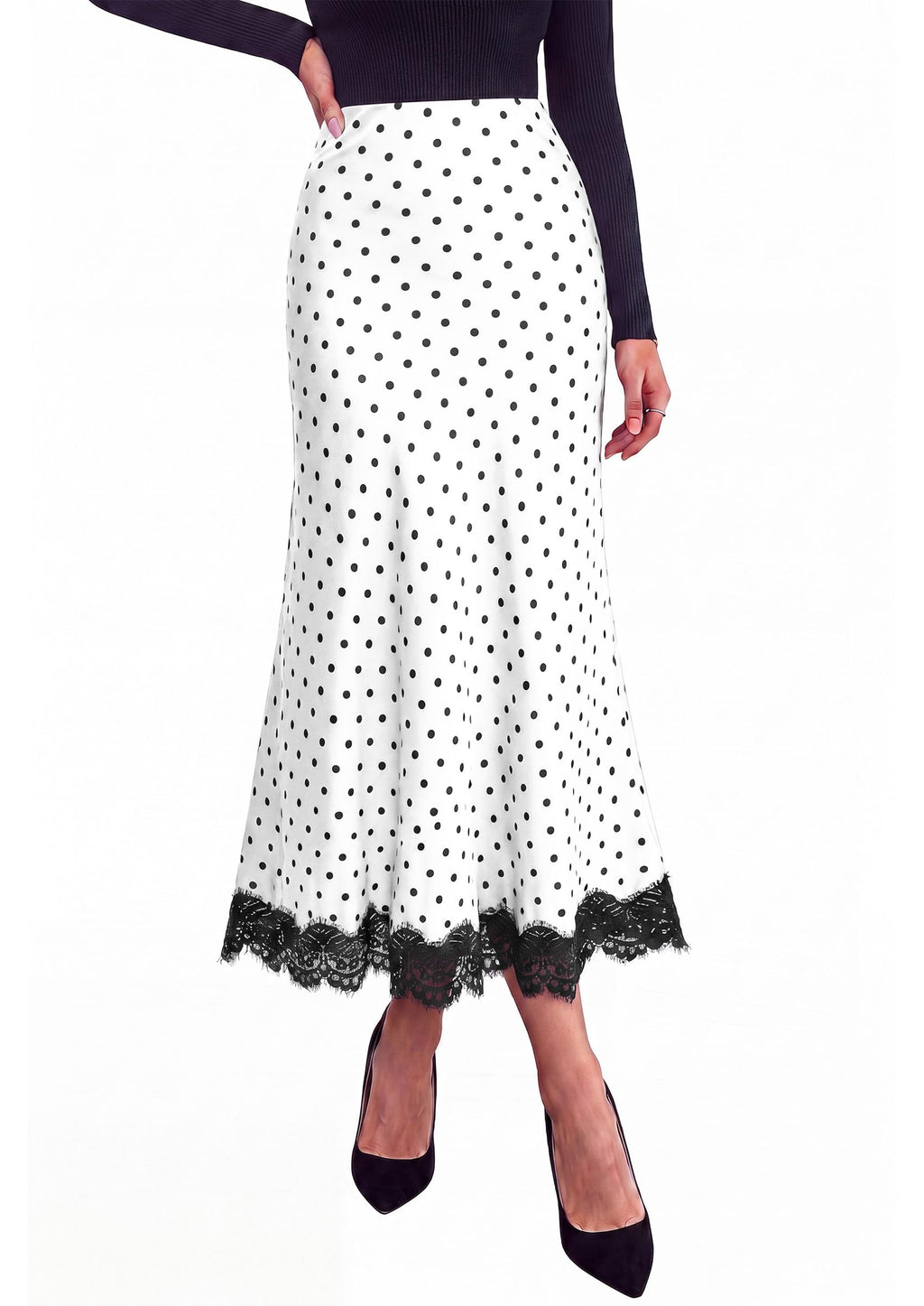PRETTYGARDEN Women's Flowy Satin Midi A Line Skirt