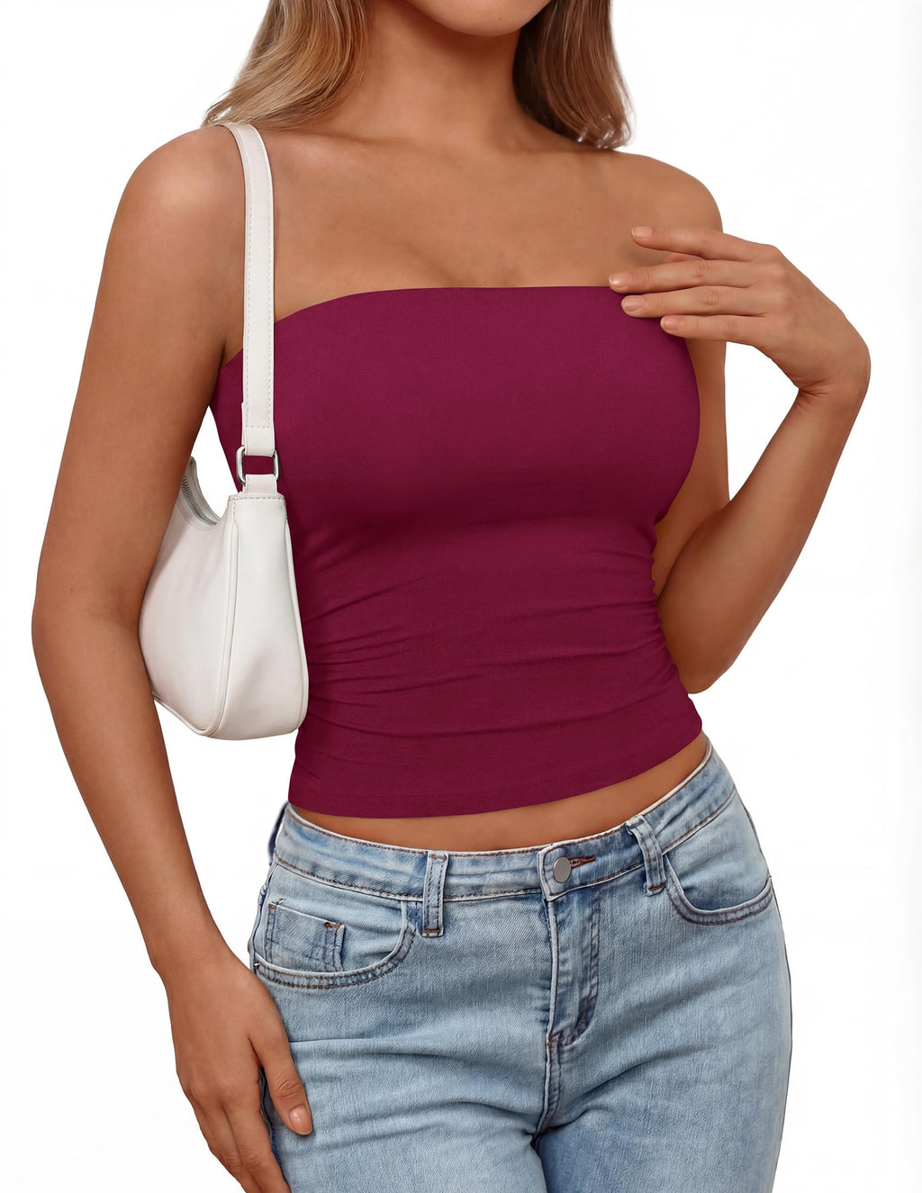PRETTYGARDEN Womens Tube Top  Summer Going Out Tops Strapless Y2K Bandeau Spring Fitted Shirts Beach Vacation Clothes