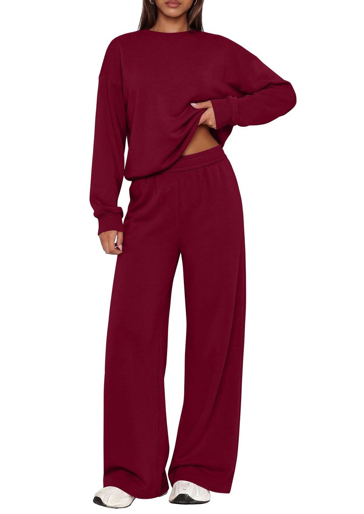 PRETTYGARDEN 2 Piece Lounge Sets for Women Casual Sweatsuits | Soft Fleece Lining,Crew Neck Oversized Sweatshirt & Wide Leg Pants,Workout Airport Matching Set Tracksuit,Fall Winter Outfits