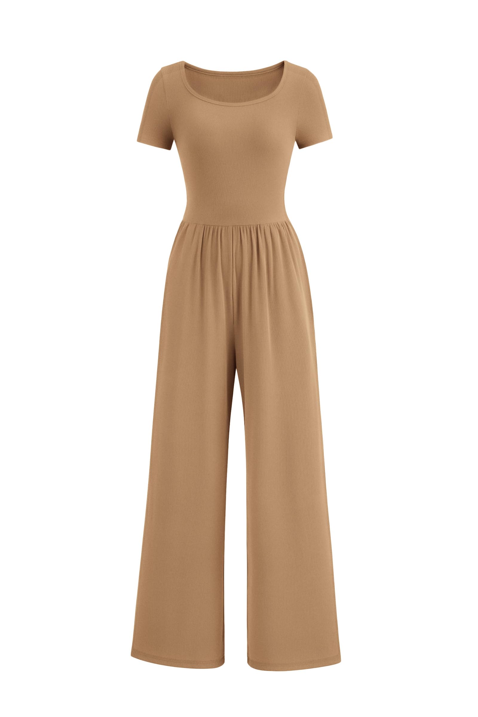 PRETTYGARDEN Women's Summer One Piece Jumpsuits Dressy Casual Short Sleeve Square Neck Wide Leg Rompers Travel Outfit Clothes