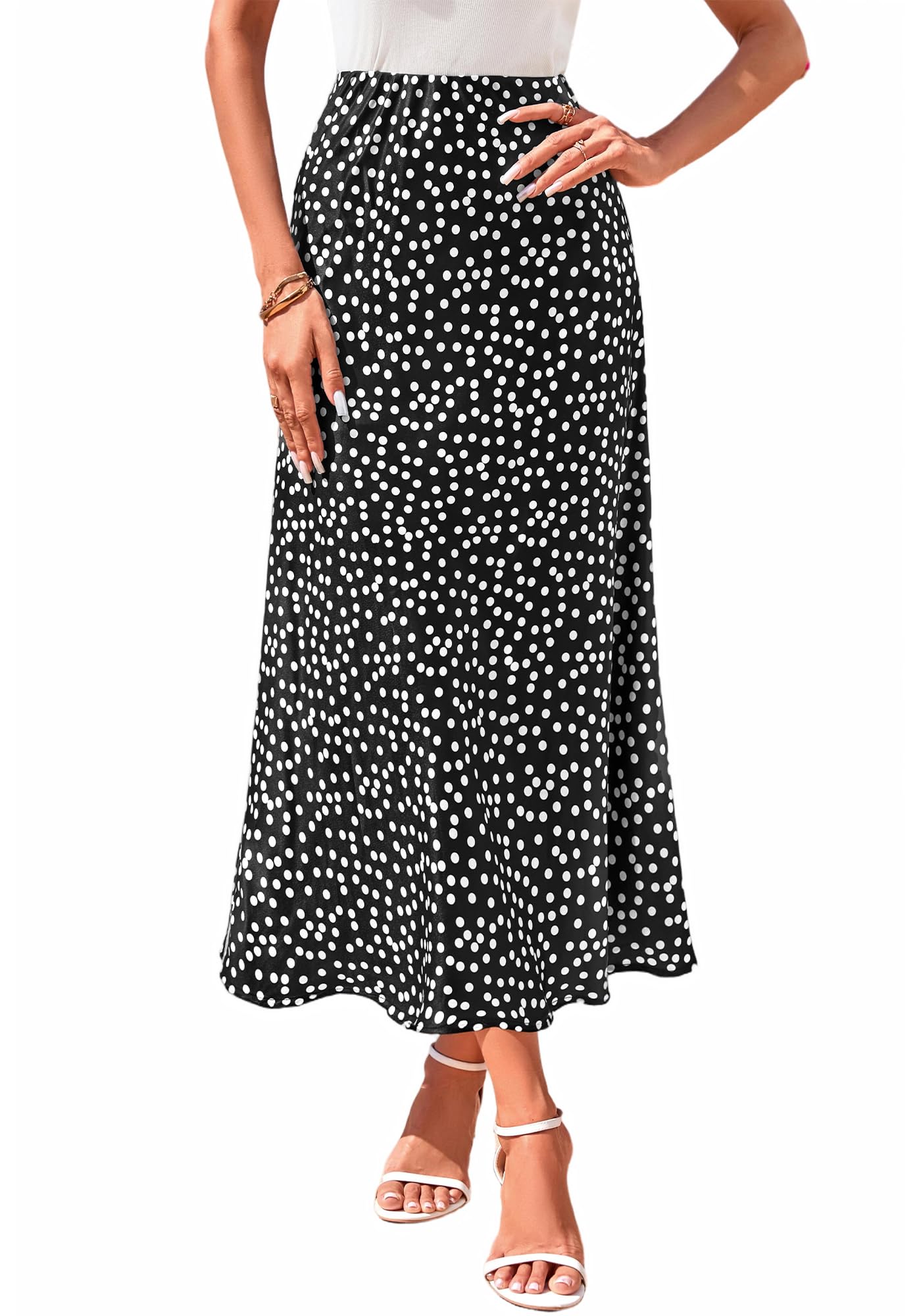 FreshPretty Satin Skirts for Women Trendy Spring Summer High Waisted Leopard Print Cocktail Wedding Long Silk Midi Skirt