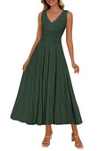 PRETTYGARDEN Women's Summer Casual Dresses Spring Sleeveless V Neck Knit Midi Business Work A Line Cocktail Dress