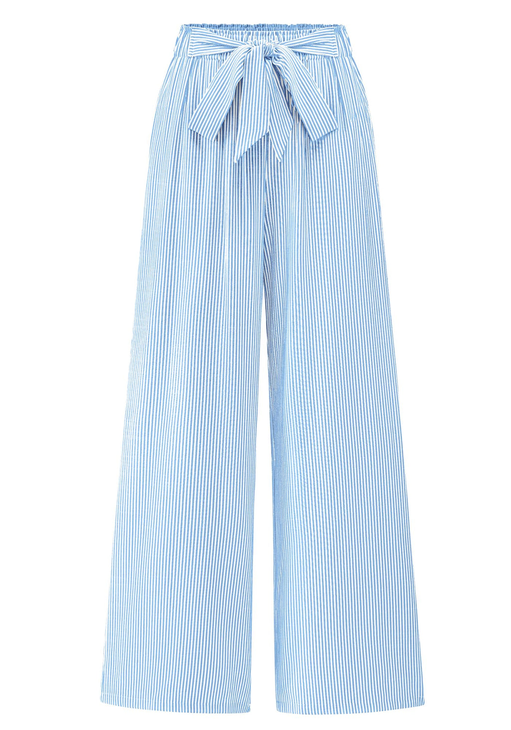 BTFBM Pants for Women Spring Clothes Striped High Waist Tie Knot Dressy Casual Wide Leg Palazzo Work Trousers Pants