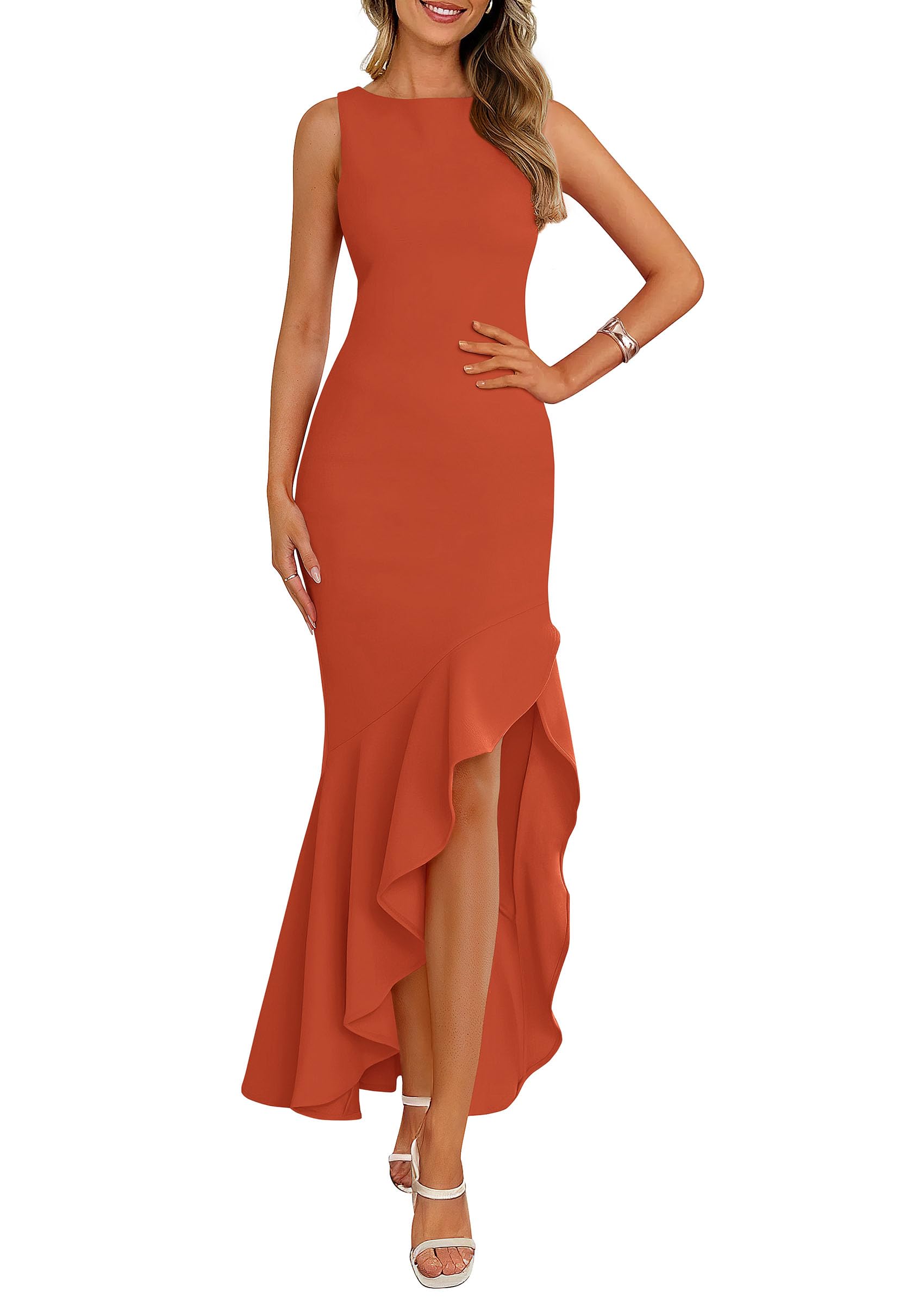 PRETTYGARDEN Wedding Guest Dresses for Women Summer Formal Gala Maxi Dress Ruffle Mermaid Cocktail Long Dresses