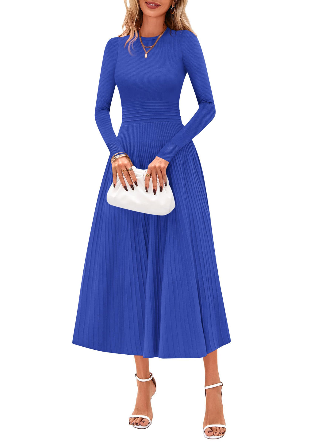 PRETTYGARDEN Womens Sweater Dress  Long Sleeve Elegant Knit A Line Fall Wedding Guest Cocktail Midi Winter Dresses