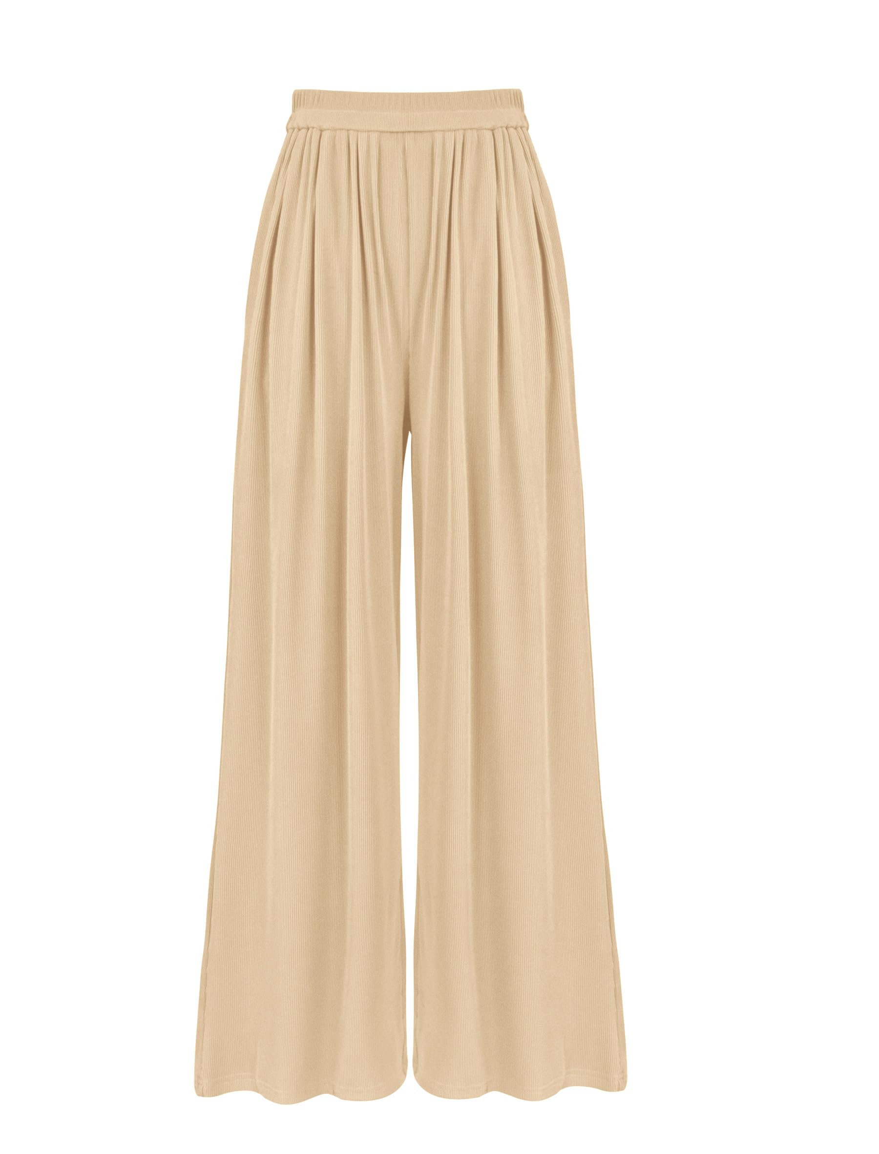 BTFBM Palazzo Pants for Women Spring Summer Clothes Pockets High Waist Casual Knit Flowy Wide Leg Trousers